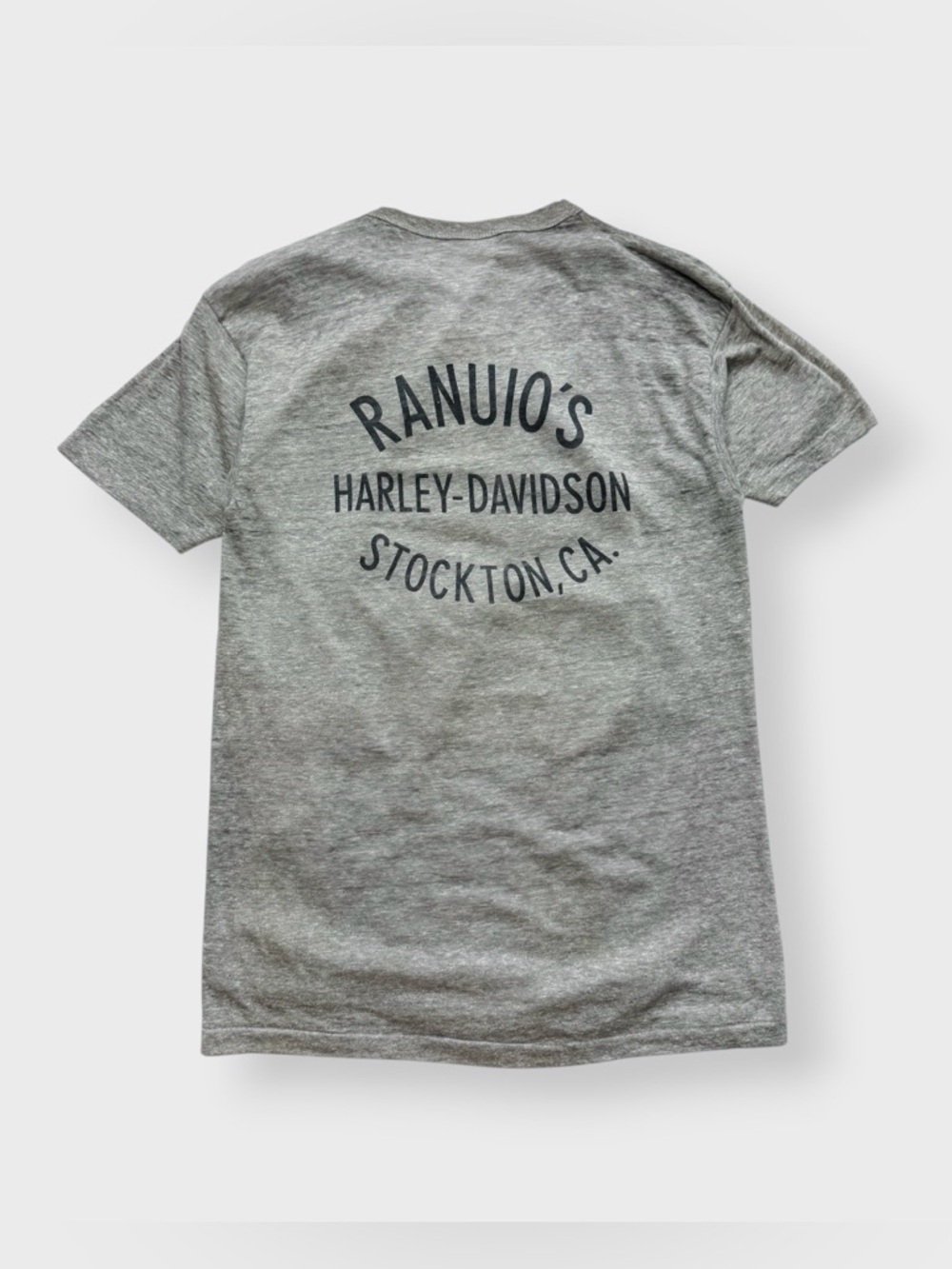 Vintage 70s Champion Blue Bar Harley Davidson Horsepower Shirt 2-Sided Stockton - Picture 2 of 9